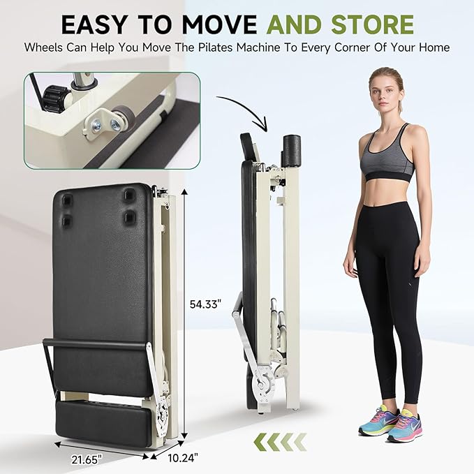 2ND Gen 92" Extended Pilates Reformer, Foldable Pilates Machine with Pilates Ring Circle & Headrest, Jumpboard, Dual Resistance Springs, Yoga Bands, Mat, Pilates Equipment for Home Workout