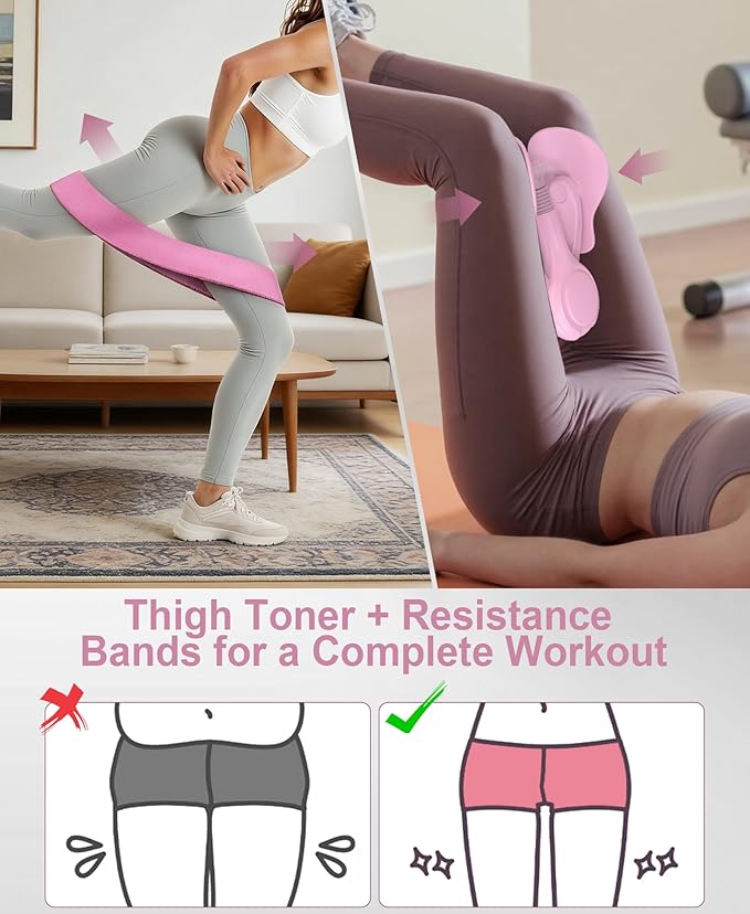 Pelvic Floor Exercise Devices 15-70 LB Adjustable Pelvic Floor Trainer Women Men, Kegel Exercise Equipment Inner Thigh Exerciser for Postpartum Recovery, Thigh and Pelvic Trainer with Band