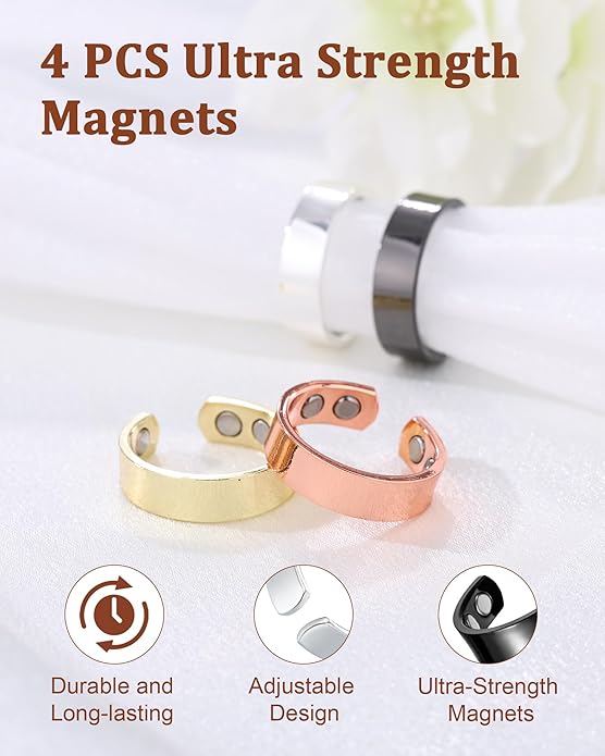 BioMag Copper Rings for Women, 99.99% Pure Copper Magnetic Rings Thumb Rings for Lymphatic Drainage, Adjustable Jewelry Gifts for Women