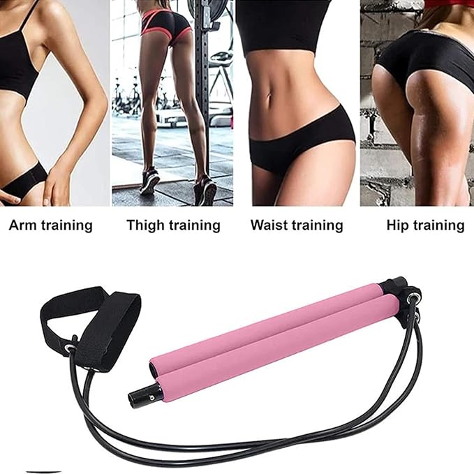 Multifunctional Pilates Bar - Home Yoga Fitness Equipment | Elastic Resistance Training Bar | Multi-Purpose Exercise Pilates Stick for Strength Stretching Workout