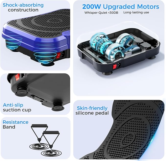 Vibration Plate Exercise Machine,Vibration Plate for Lymphatic Drainage Power Vibration Plate Machine Support 450 Lbs 250 Adjustable Speeds,Vibrating Plate Shake Plate Weight Loss