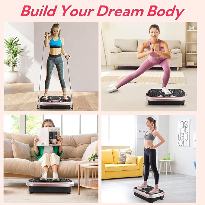 TLSUNNY Vibration Plate,3D Shake Board,Power Workout Platform,Full Body Shaping,Weight-Loss Exercise Machine for Lymphatic Drainage,W/2 Resistance Bands, Acupressure Foot Pedal&Remote Control