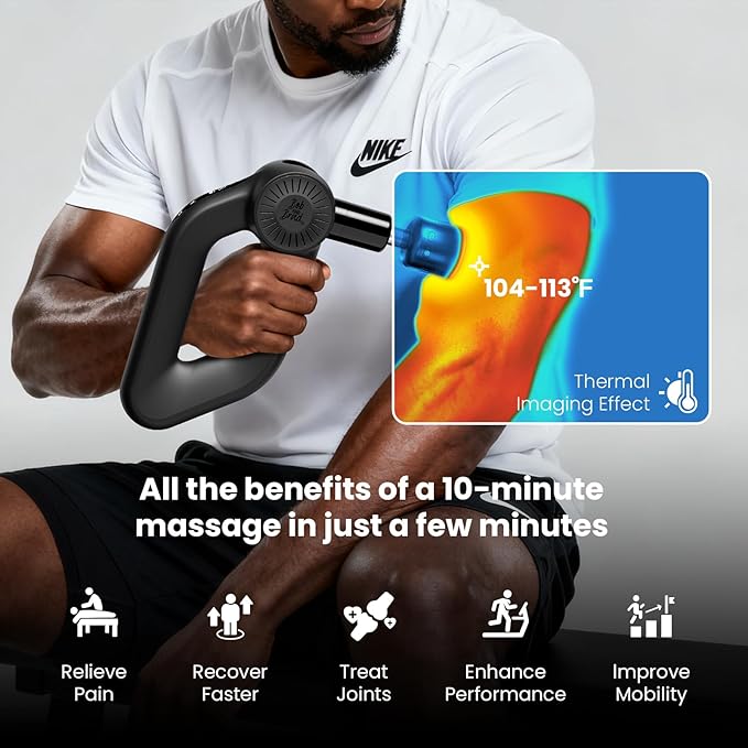 BOB AND BRAD D6 Pro Max+ Massage Gun with Heat and Cold, Powerful Deep Tissue Percussion Massager with 16mm Amplitude, FSA Eligible & HSA Approved Professional Muscle Massager Gun for Athletes