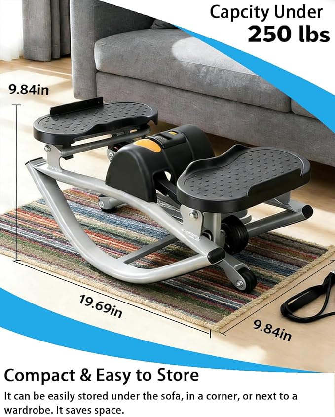 Lateral Rocking Fitness Stepper for Knees and Joints, Home Workout Machine, Portable Compact Side-to-Side Steppers for Legs, Glutes, Absz, Low-Impact Lateral Steppers