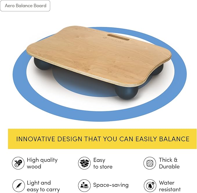 LifeSpan Fitness Aero standing balance board for standing desks, Anti-Fatigue, Health and Comfort 23x16x4.5 inch, Light Birch Wood