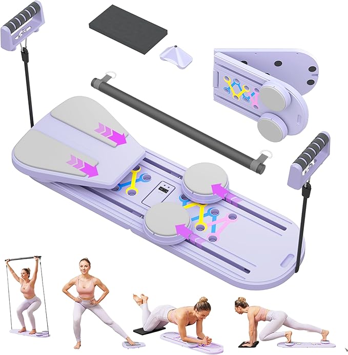 Pilates Reformer A Foldable Portable Full Body Exercise Pilates Board Unisex Multi Functional Core Strength Pilates Training Board Multifunctional Fitness Gear for Home Gyms & Studios