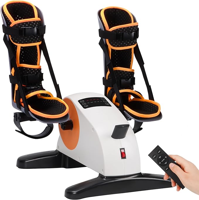 Electric Pedal Exercise Bike with Leg Support, Physical Therapy Exercise Pedal Exerciser Assist Leg, Knee, Foot, Arm Recovery Equipment for Home, Office Elderly