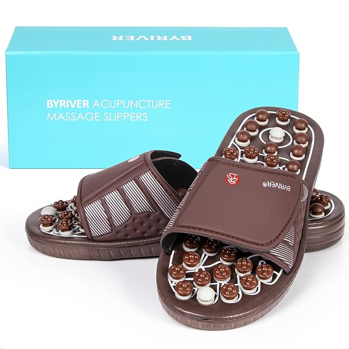 BYRIVER Blood Circulation Foot Massager for Healthy Leg Feet, Cold Leg Therapy Massage Tools, Healthcare Slippers Sandals Shoes, Gifts for Elderly Men Women Mom Dad (03XL)