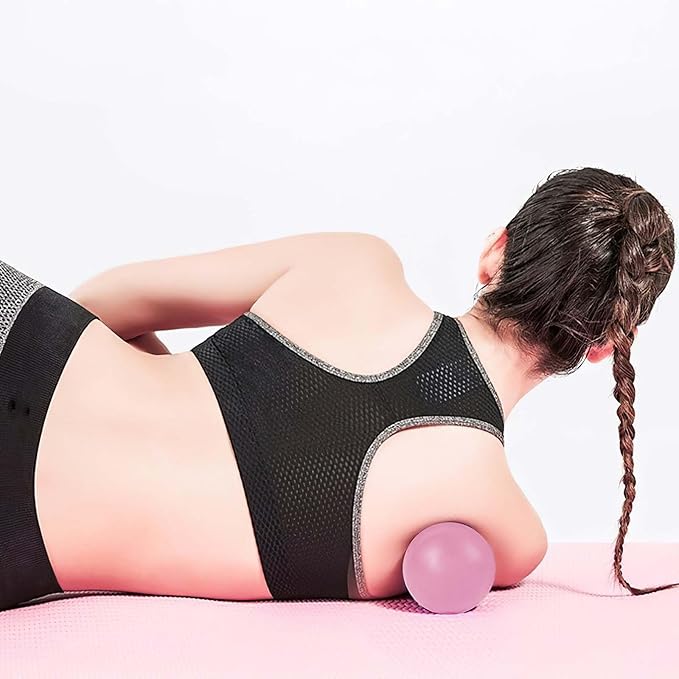 WOVTE Massage Lacrosse Ball for Sore Muscles, Shoulders, Neck, Back, Foot, Body, Deep Tissue, Trigger Point, Muscle Knots, Yoga and Myofascial Release (Pink)