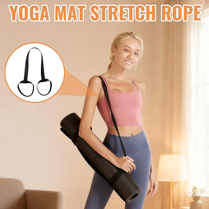 2-Pack Black Yoga Mat Carrier Strap, Adjustable Yoga Mat Carrier & Sling,Easy to Carry and Does Not Take up Space - For Storage, Carrying & Stretching Daily use