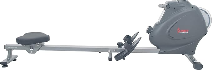 Sunny Health & Fitness Foldable Magnetic Rower, Long Rail & Extended Inseam Range for Home Cardio Workout, Free SunnyFit Training App, Optional Footplate for Standing Exercises