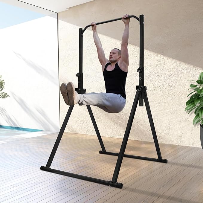 Horizontal Bar, 440.92lbs Load Triangular Pull Up Station Power Tower Workout Dip Station Multifunction Fitness Tower Station Training Equipment with Wrenches for Living Rooms Bedrooms Gyms