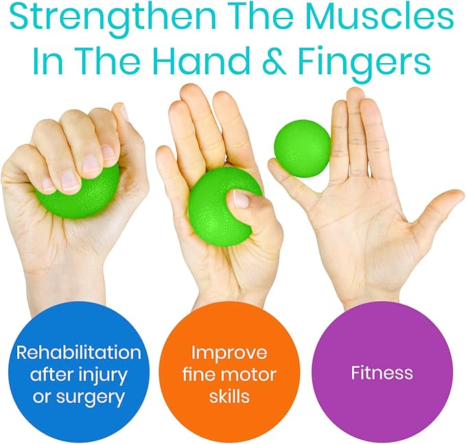 Vive Squeeze Balls for Hand Therapy, Exercise, Arthritis (w/Rehab Video App) - Grip Strengthener Occupational Equipment for Finger, Wrist, Carpal Tunnel, Pain Relief