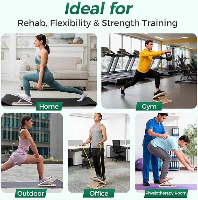 Slant Board for Calf Stretching, Wooden Slant Boards for Exercise, 300 Lbs Weight Capacity Squat Wedge, Premium Calf Stretcher, Physical Therapy Equipment for Rehab & Strength Training