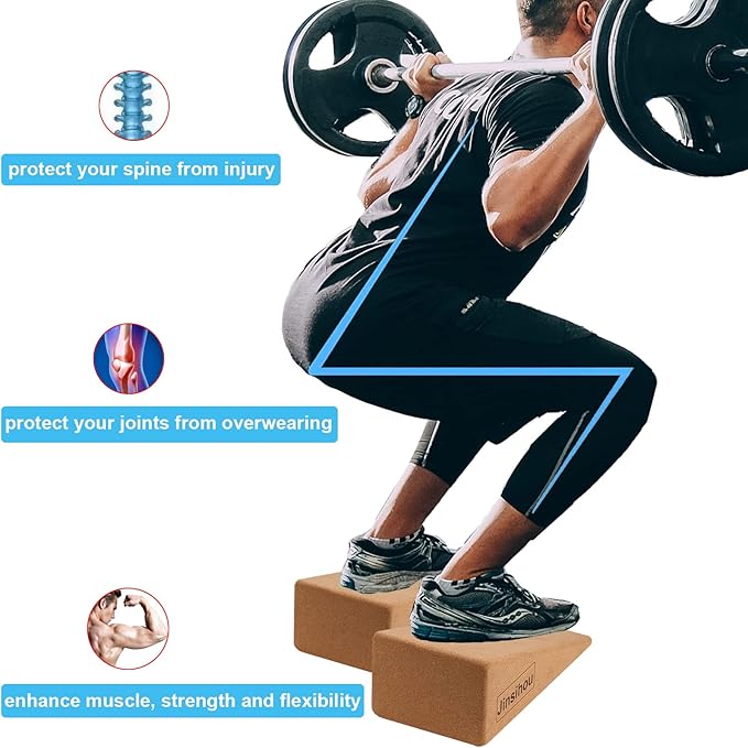 Squat Wedge Block Non-Slip Slant Board Calf Stretcher, 2pcs Ankle Knee Leg Stretcher, Heavy Duty Incline Ramp for Heel Elevated Squat, ATG Split Squat, deadlift, Lunge, Yoga, Pilates, Physical Therapy