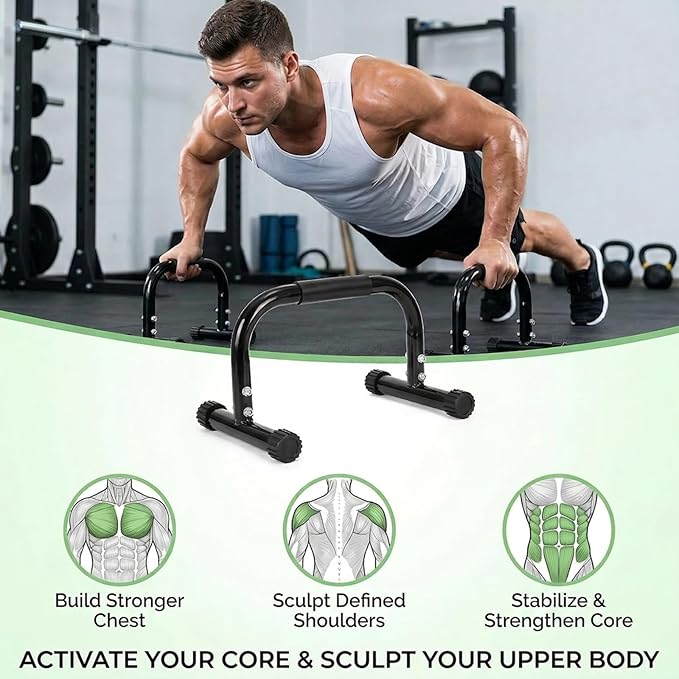 TOPZEA 2 Pack Parallettes Bars, 10" High Steel Push Up Handles Bars Strength Training Anti-Slip Calisthenics Equipment for Handstand, Full Planche, L-sit & Dip, Home Fitness & Gym Floor Workouts