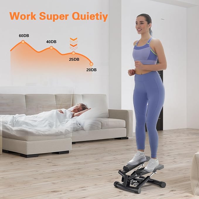 Mini Stepper Exercise Machine, Hydraulic Home Stepper Exercise Machine,300 LB Weight Black, Step Machine for Exercise at Home,2 MM Thickness Stepping Machine for Exercise at Home