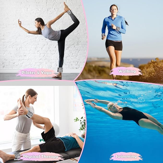 Wrist Ankle Weights for Women Set of 2, Adjustable Silicone Weighted Bangles, Wearable Ultra-durable Strips Weight Bracelet 2 lbs/4 lbs for Yoga, Pilates, Barre, Walking, Arm & Leg Workout