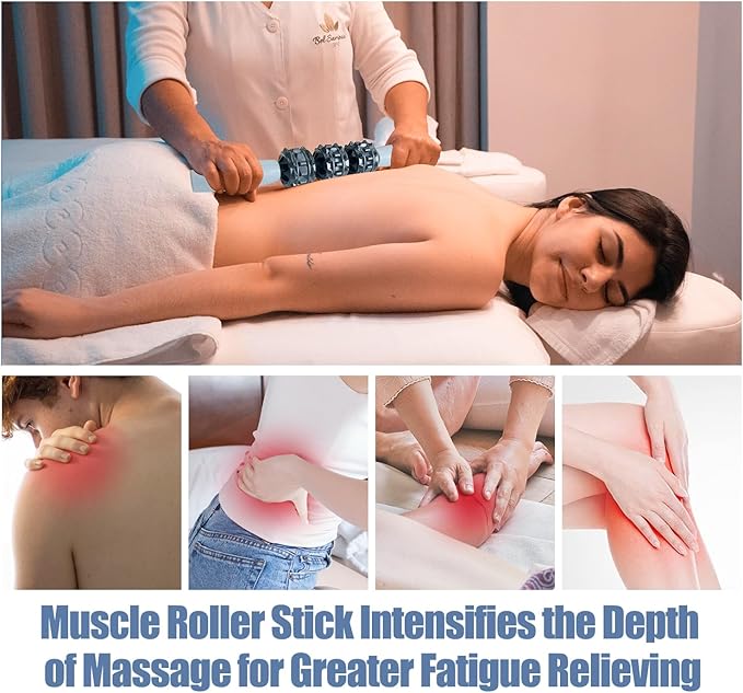 5Pcs Massage Foam Roller Tool Set Includes Trigger Point Massage Foam Roller, Y-Shaped Handheld Roller, Muscle Roller Stick, 2 Massage Balls for Muscle Pain Relief, Body Shaping(Black)