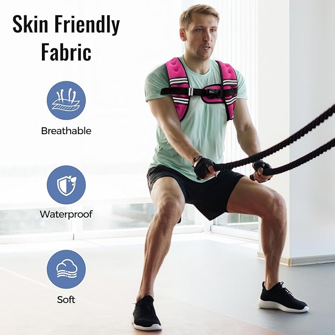 Weighted Vest for Women & Men with Reflective Stripe and Adjustable Buckle, Comfortable & Durable Rucking Vest for Walking, Running & Strength Training