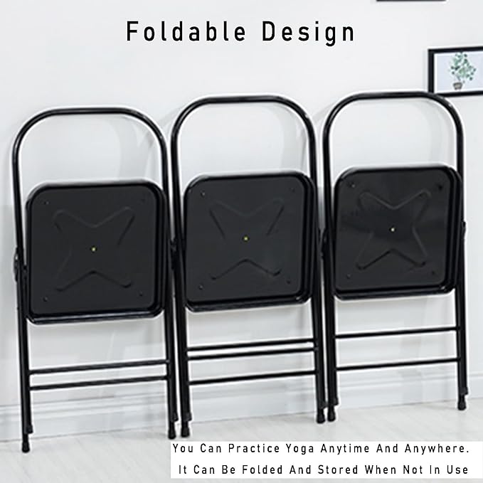 Yoga Chair,Easy to Carry and Store,Soft Sponge Cushion,Foldable Pilates Chair,for Indoor and Outdoor Yoga Studios(Blue)