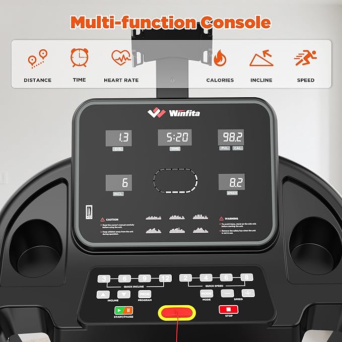 Treadmills for Home, Folding Treadmill with Auto Incline, 300 LBS Capacity, 8MPH or 10MPH Max Speed, Double Deck Shock-Absorbing Running Machine with App, 64 Programs, Pulse Monitor