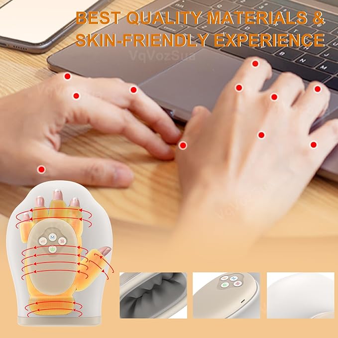 Full Hand Massager with Heat and Compression for Arthritis and Carpal Tunnel, Adjustable Hand Massage、 Temperatures、 Compression Models, Blood Circulation Pain Therapy Relax Relief Glove Gift