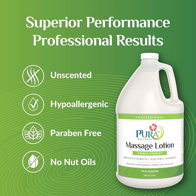 Herbal Therapy 1 Gallon Massage Lotion, Aloe Vera, Professional, Massage Therapy, Deep Tissue, Unscented, Hypoallergenic, Natural Ingredients, Skin Hydrating, Moisturizing, Muscle Relief
