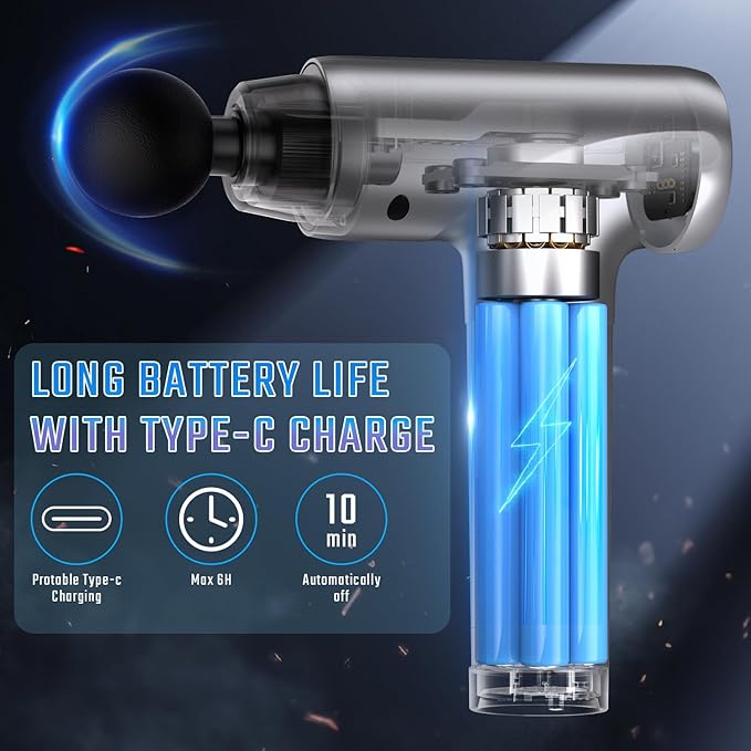 cotsoco Massage Gun Deep Tissue, Muscle Massage Gun with 9 Attachment Heads 20 Speeds & Silent Brushless Motor for Pain Relief, Handheld Percussion Back Massager Gun for Athletes