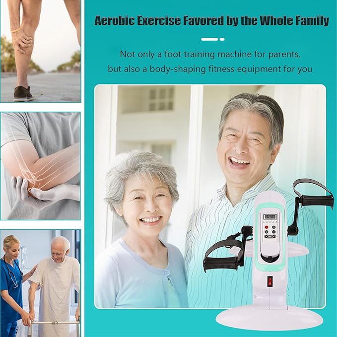 Motorized Pedal Exerciser, Mini Electric Pedal Rehabilitation Machine, 12 Levels Speed Adjustment, Portable Fitness Cycle for Arm/Leg Exercise, Seniors Rehab Training