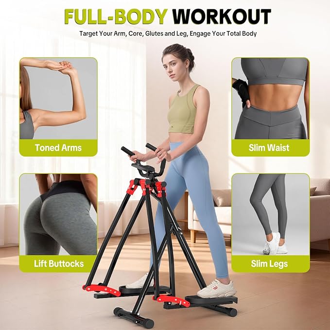 HOTSWEAT Air Walker Exercise Machine, Air Walker Elliptical, Foldable Cardio Cross Trainer Glider for Small Space, Full Body Workout Elliptical Machine for Home Gym