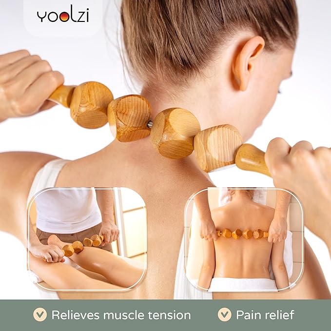 4PCS Wood Therapy Massage Tools Set for Comfort, Body Sculpting, Lymphatic Drainage, and Muscle Pain Relief