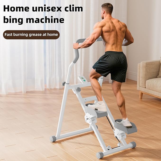 Adjustable Stair Stepper for Home Exercise, 3-in-1 Folding Cardio Step Machine with Handlebar & Oversized Pedals, 90% Pre-Assembled Stair Climber for Indoor Fitness