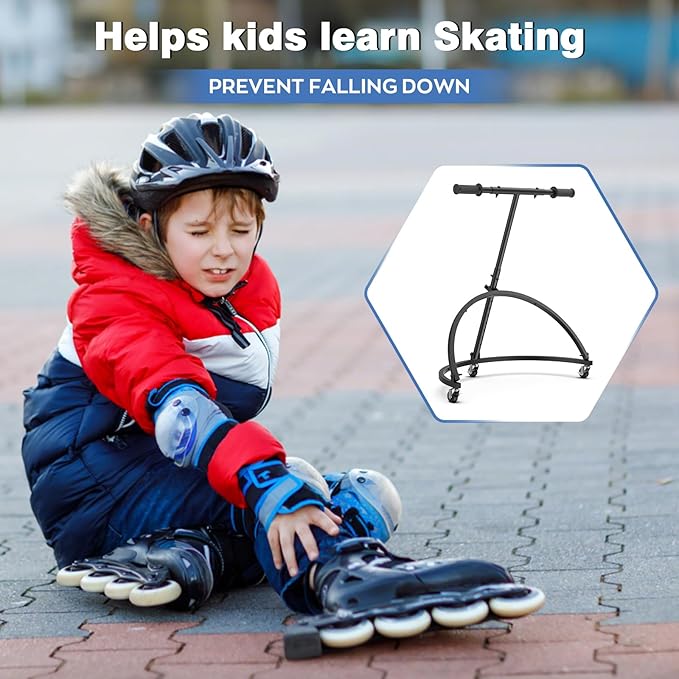 IMAYCC Skate Trainer for Kids - Adjustable Height Folding Roller Skater Aid Walker for Toddlers