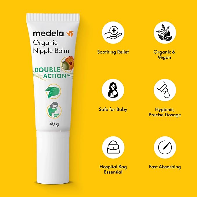 Medela Organic Nipple Cream & Pumping Lubricant, Soothes & Nourishes for Breastfeeding, Made with Natural Ingredients, Provides Fast Relief for Sore Nipples, Postpartum Essential, 1.34 fl oz