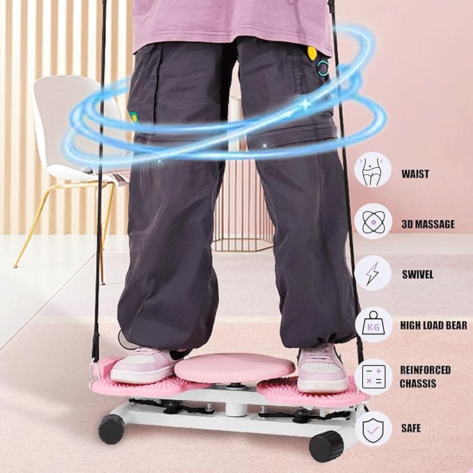 Waist Twister, Waist Twisting Machine, Exercise Twist Boards with Resistance Bands,360° Rotating Ab Twister Machine For Core Workout Abdominal Fat Loss