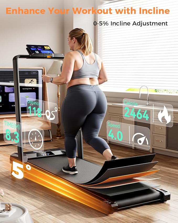 Walking Pad Treadmill, BestGod Incline Under Desk Treadmill 330lbs Capacity, 2.5HP Portable Treadmills for Home, Compact Treadmills Mini Running Machine with Remote Control