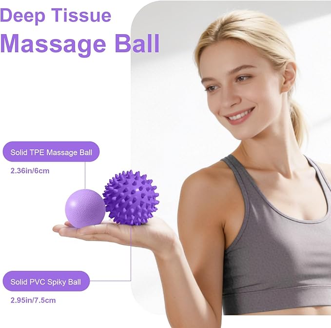 4Pcs Yoga Ball Set includes Large and 9in Pilates Balls, Massage & Spiky Ball for Fitness ,Anti-Burst Exercise Ball with Pumb for Pregnancy,Physical Therapy,Office Chair, Home Workout,3Sizes,3Colors