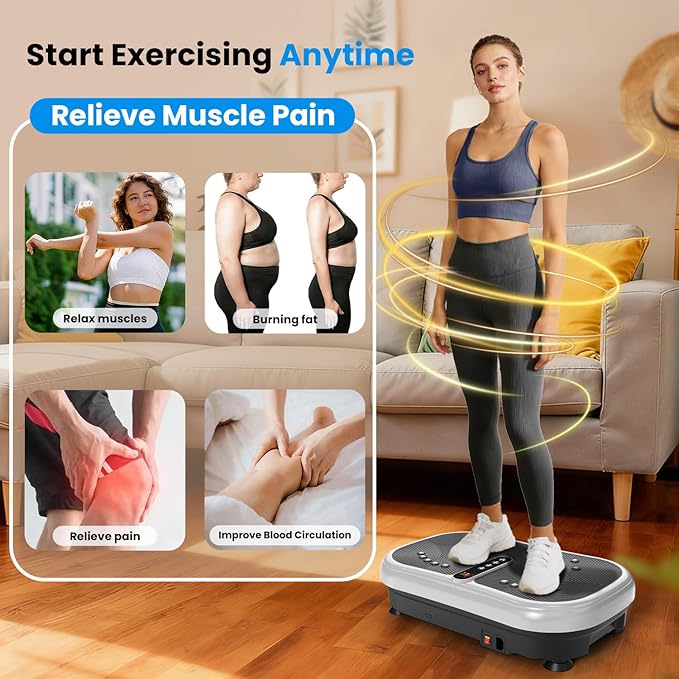 AXV Vibration Plate Fitness Platform Exercise Machine Vibrating Lymphatic Drainage Shaking Workout Full Body Shaker Vibrate Stand Shake Board Sport Gym Pad for Weight Loss Fat Burner for Women Men