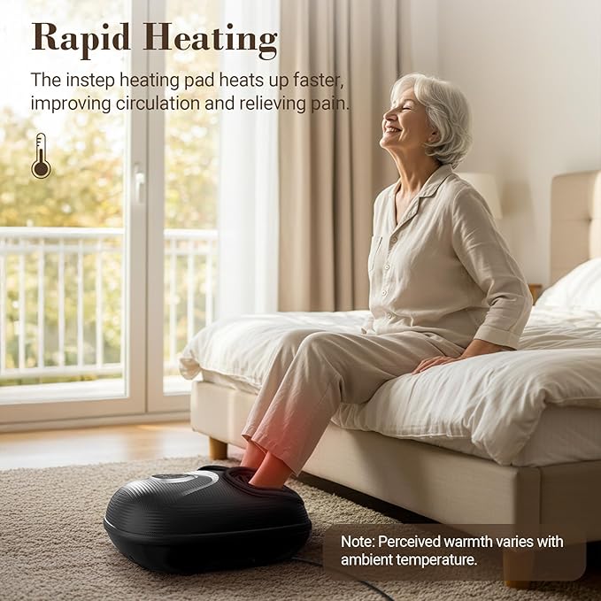 Foot Massager FSA Eligible HSA, 2026 Upgraded Feet Massager with Heat for Plantar Fasciitis Relief, 5 Levels Compression & Vibration Massage for Neuropathy, Birthday Day Gifts for Women Men