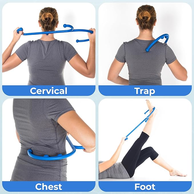 Massage Trigger Point Cane, Body Deep Tissue, Handheld Back, Neck, Shoulder, Leg and Feet Massager Rod, Muscle Release Tool Self Massage Hook Cane for Women & Men, Blue