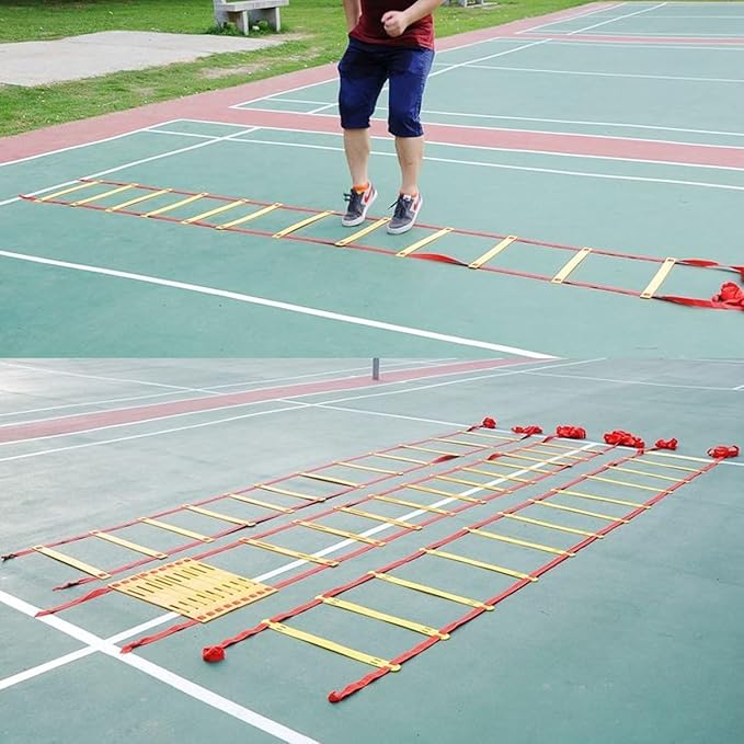 Speed Agility Exercise Hurdles with Carry Bag, Sport Home Gym Training Ladder, Soccer Football Fitness Faster Footwork Drills Aid, Adjustable Quickness Folder Equipment