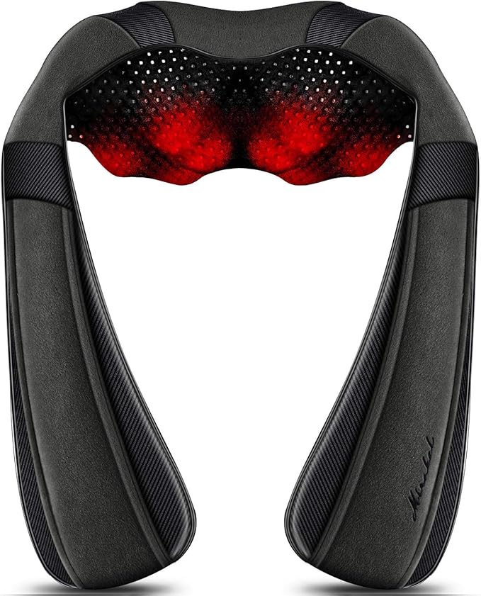 Mirakel Shiatsu Neck & Back Massager with Heat - Deep Tissue Neck, Back & Shoulder Pain Relief - Ergonomic Design Shoulder Massager, Electric Kneading Whole Body Massage Pillow Gifts for Women, Men