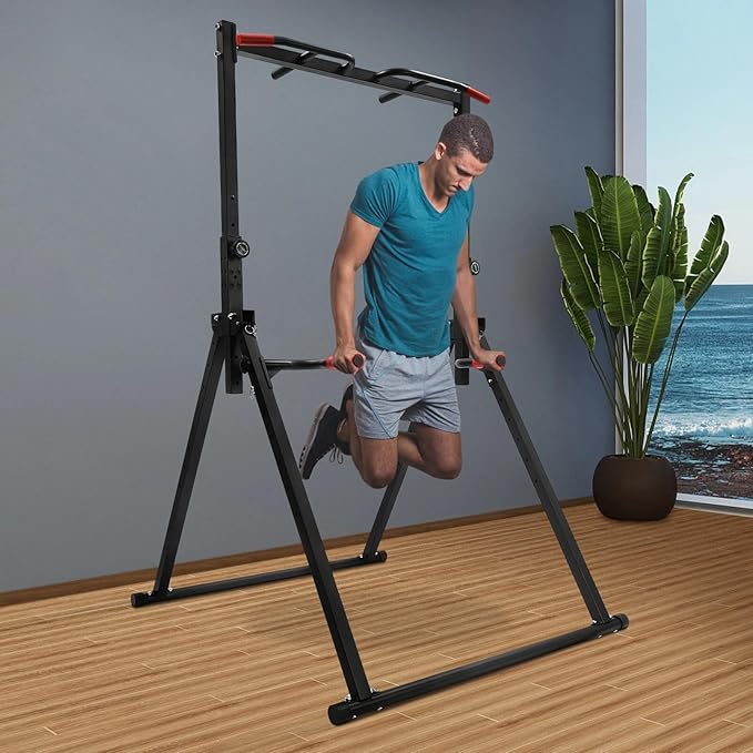 Pull Up Bar Power Tower Dip Station, Triangular Pull Up Bar Strength Training Device,Adjustable Heavy Duty, Load-Bearing 440.92lbs, For Living Rooms, Gyms, Sports Centers.