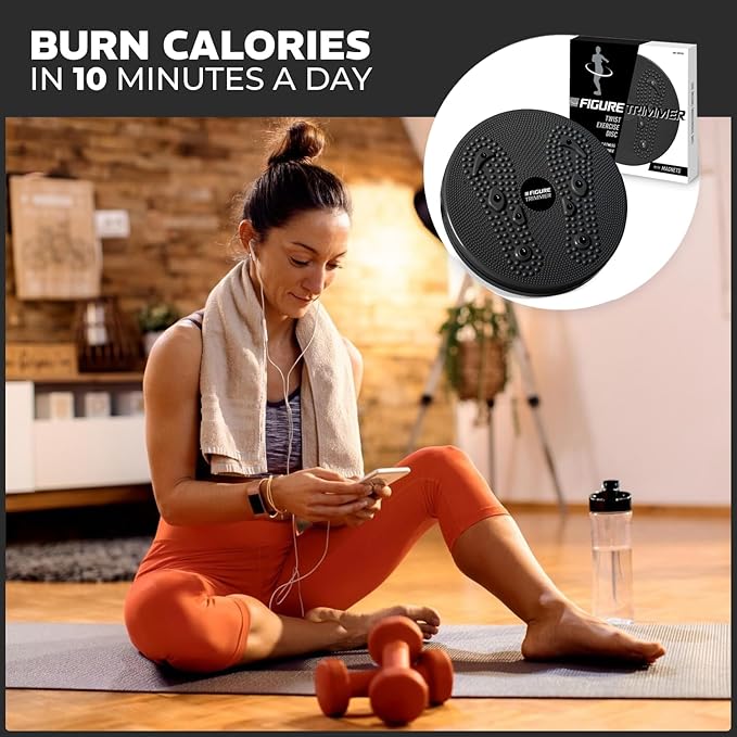 Daiwa Felicity Figure Trimmer Ab Twister Board - Waist Twister Machine for Core & Abs Exercise - Waist Twisting Fitness Tool, Dizzy Disc Twist Board for Slimming Workout with Magnets Reflexology