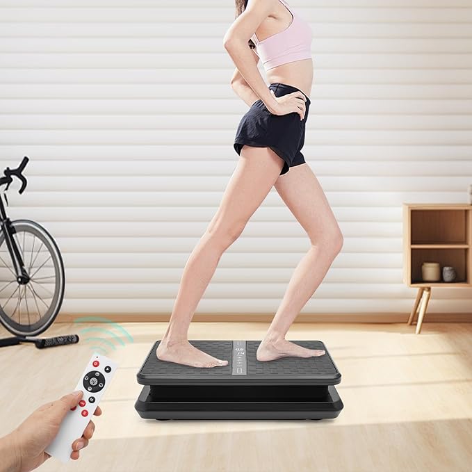 Vibration Plate Exercise Machine, Full Body Shake Plate Vibration Platform Machines for Lymphatic Drainage, Vibration Plates for Weight Loss Home Fitness Equipment with Resistance Bands
