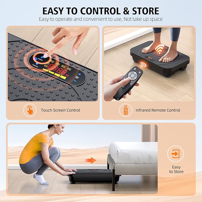 Vibration Fitness Plate Exercise Machine, Professional Automatic Mode Full-Body, Promotes Lymphatic Circulation, Burns Fat & Weight Loss, Home Fitness Equipment - 330 LBS for Women and Men