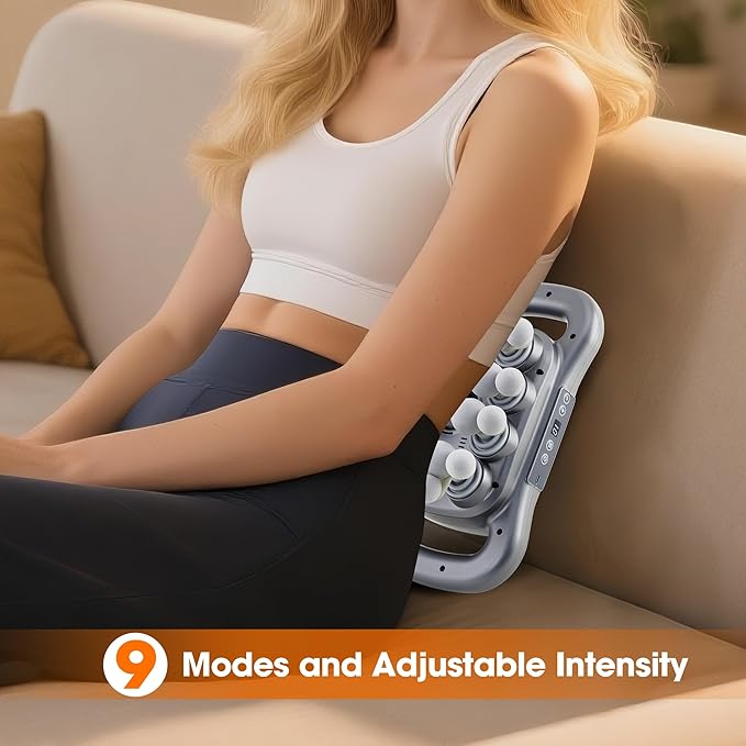 28 Head Massage Gun Set, Deep Tissue Percussion Massager, Electric Massage Tools with 9 Styles & Levels, Dark Grey