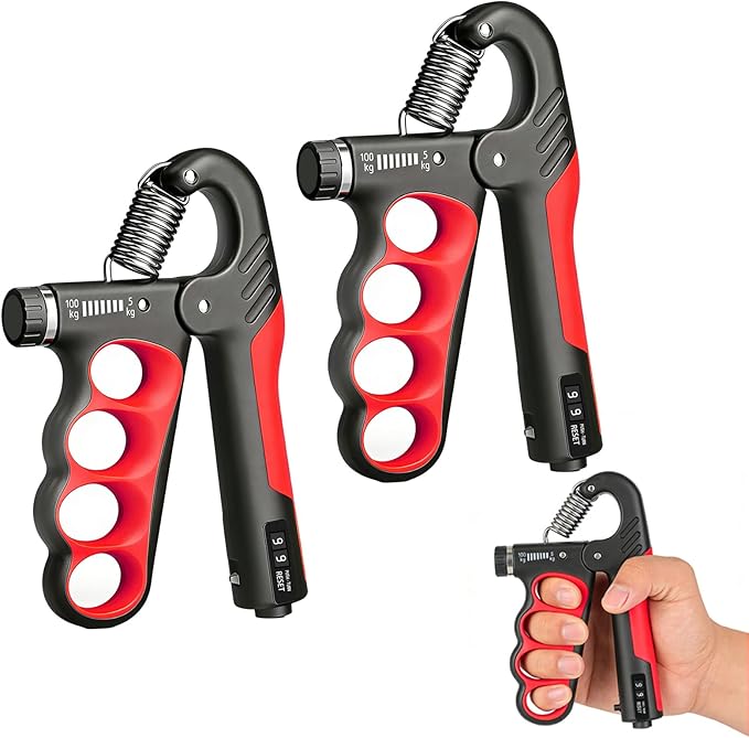 Hand Gripper Strengthener, 11-220LBs Adjustable Resistance Grip Strength Trainer with Counter, Forearm Exerciser for Injury Recovery and Muscle Building