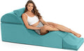 Avana Kami Convertible Chaise/Bed Bench for Yoga & Massage - 2-in-1 End of Bed Ottoman with Concealed Fold Out Yoga Lounge Chair, 22" Wide, Microvelvet Blue